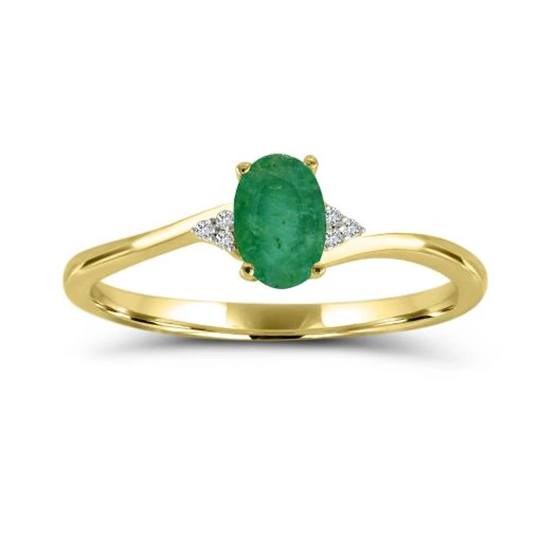 10K Yellow Gold Emerald & Diamond Ring