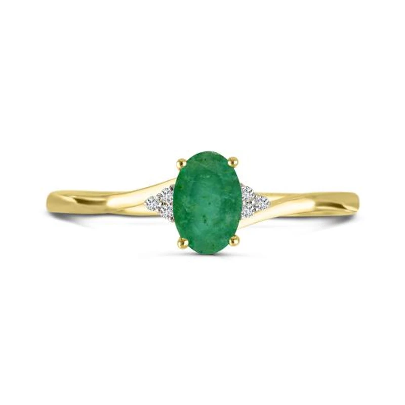 10K Yellow Gold Emerald & Diamond Ring