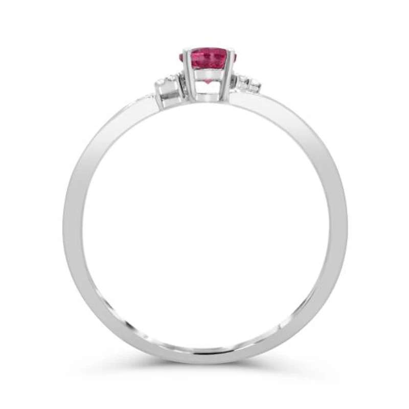 10K White Gold Pink Tourmaline & Diamond Ring