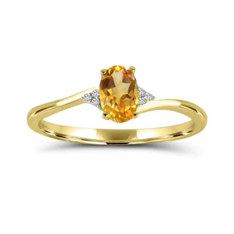 10K Yellow Gold Citrine & Diamond Ring