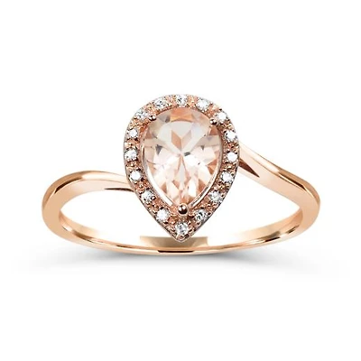 10K Rose Gold Morganite & Diamond Ring