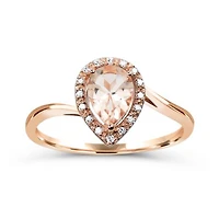 10K Rose Gold Morganite & Diamond Ring