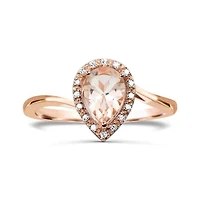 10K Rose Gold Morganite & Diamond Ring