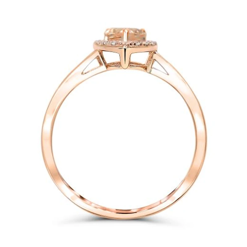 10K Rose Gold Morganite & Diamond Ring
