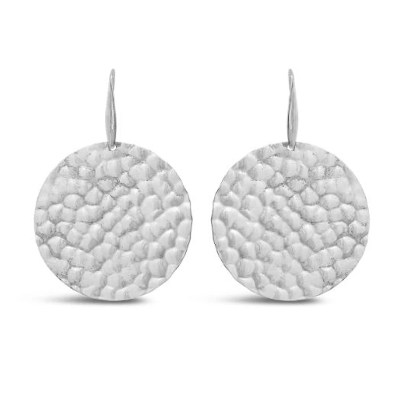 Sterling Silver Hammered Disc Earrings