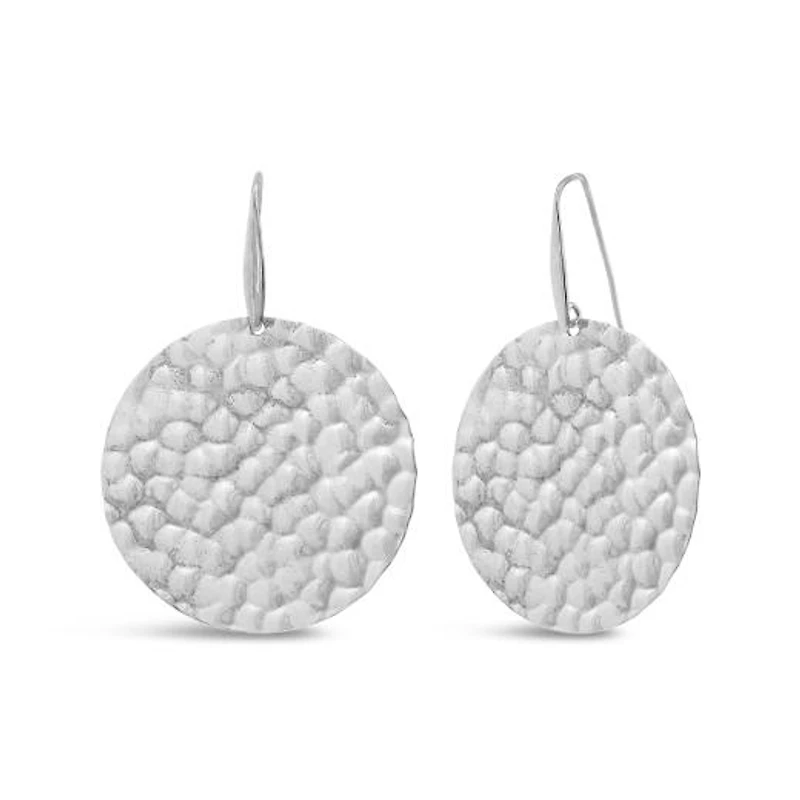 Sterling Silver Hammered Disc Earrings