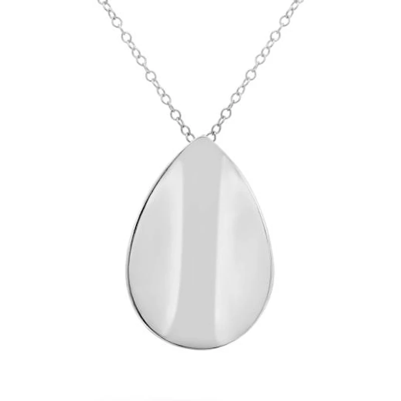 Sterling Silver 16" Flat Tear Drop Pendant