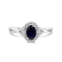 10K White Gold Sapphire & Diamond Ring