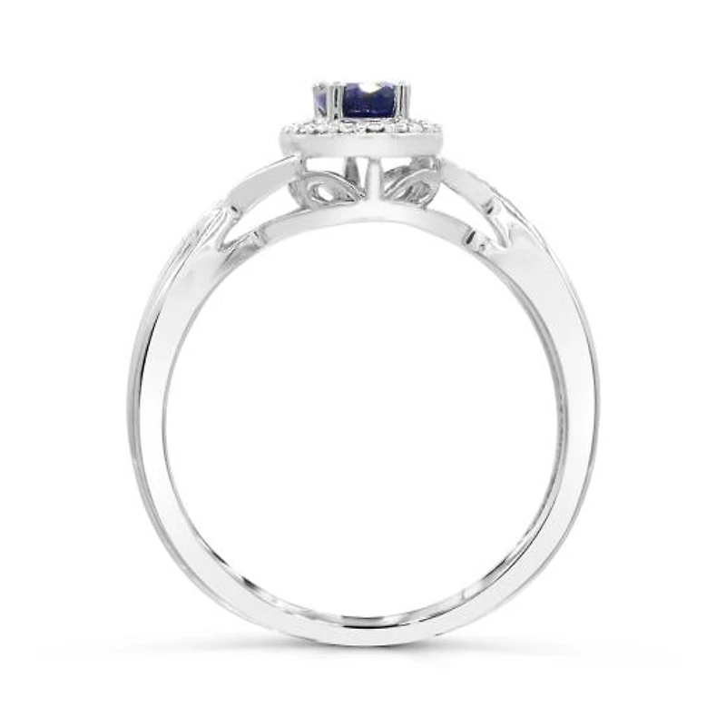 10K White Gold Sapphire & Diamond Ring