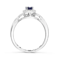 10K White Gold Sapphire & Diamond Ring