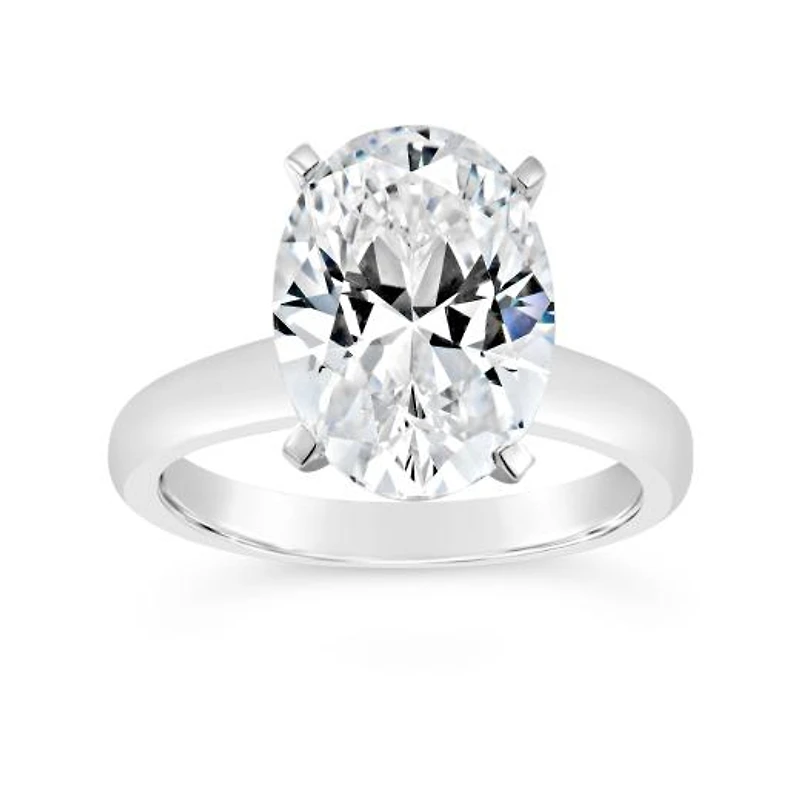 New Brilliance Lab Grown 5.00CT Oval Diamond Solitaire Ring in 14K White Gold