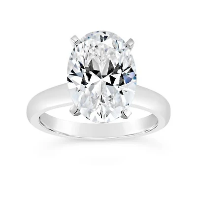 New Brilliance Lab Grown 5.00CT Oval Diamond Solitaire Ring in 14K White Gold