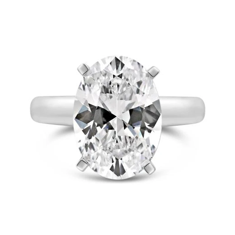 New Brilliance Lab Grown 5.00CT Oval Diamond Solitaire Ring in 14K White Gold