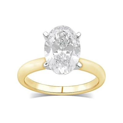 New Brilliance Lab Grown 3.00CT Oval Diamond Solitaire Ring in 14K Yellow Gold