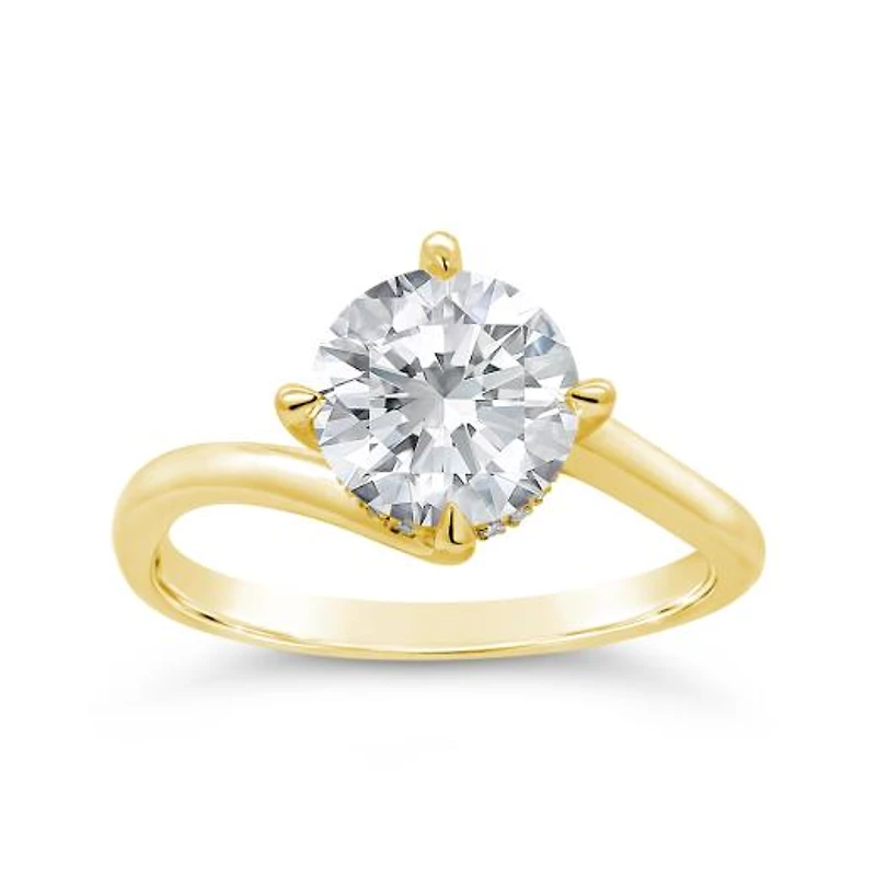 New Brilliance Lab Grown 2.05CTW Diamond Solitaire Offset Ring 14K Yellow Gold