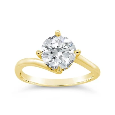 New Brilliance Lab Grown 2.05CTW Diamond Solitaire Offset Ring 14K Yellow Gold