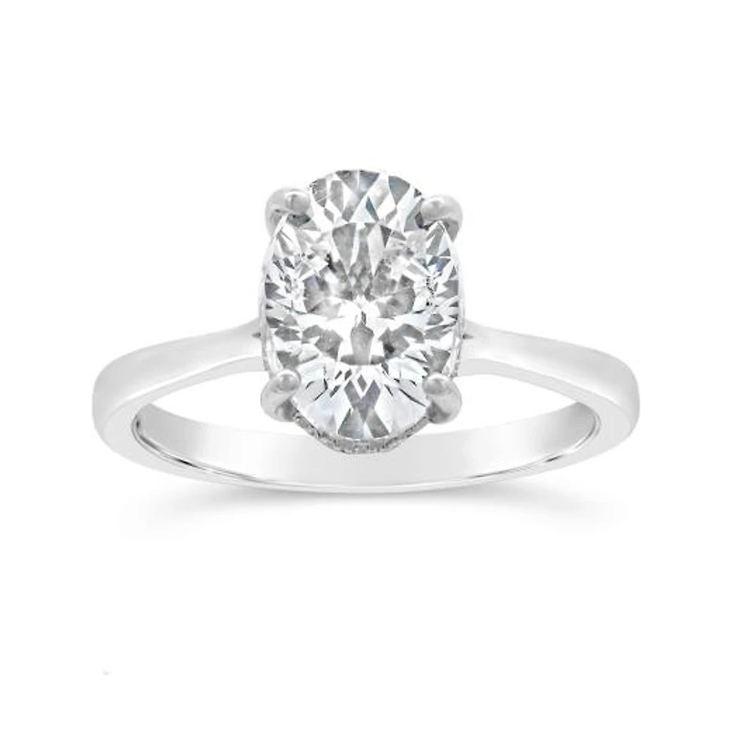 Above Love Lab Grown 3.47CTW Oval Diamond Solitaire Ring in 18K White Gold