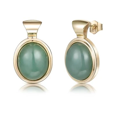 10K Yellow Gold Jade Earrings