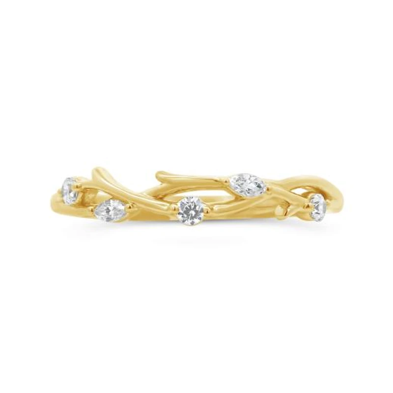 0.15CTW Diamond Stackable Vine Ring in 10K Yellow Gold