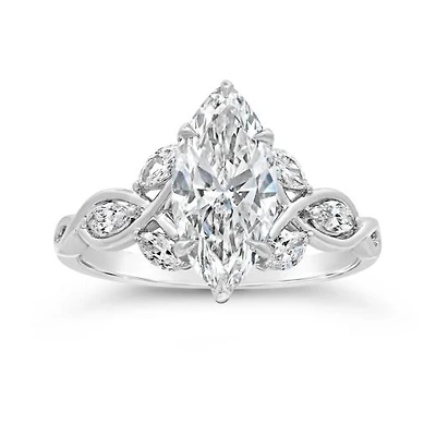 New Brilliance Lab Grown 2.30CTW Marquise Diamond Bridal Ring in 14K White Gold