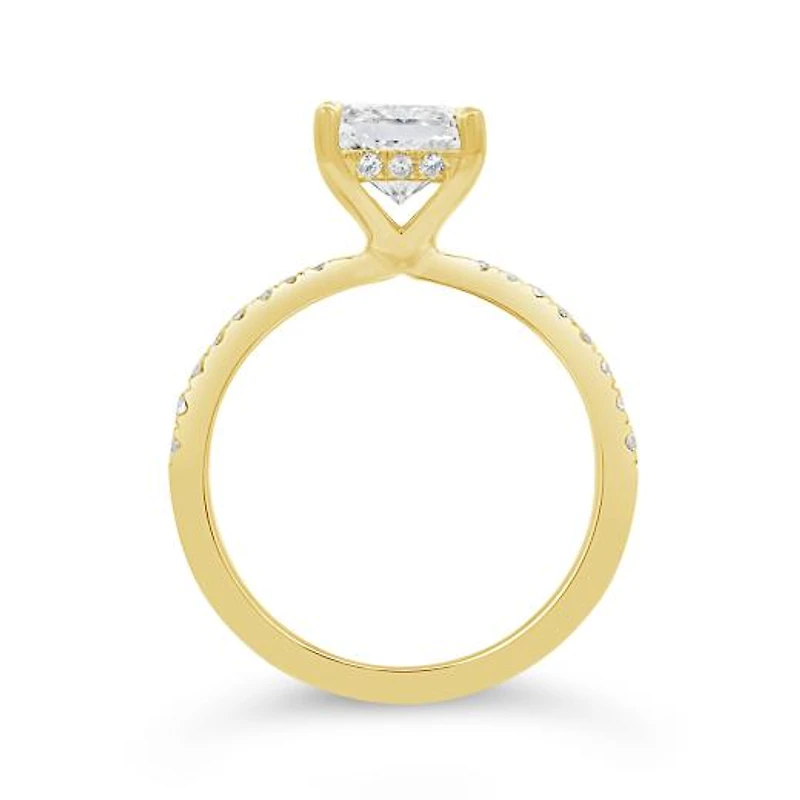 New Brilliance Lab Grown 2.75CTW Radiant Diamond Ring in 14K Yellow Gold