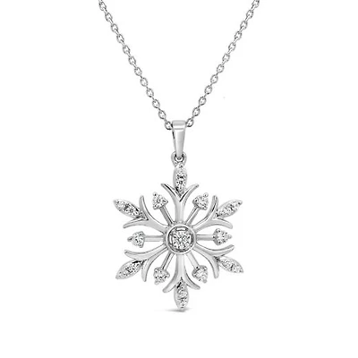 Lab Grown 0.23CTW Diamond Snowflake Pendant in Sterling Silver