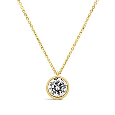 New Brilliance Lab Grown 1.00CT Diamond Solitaire Pendant in 10K Yellow Gold