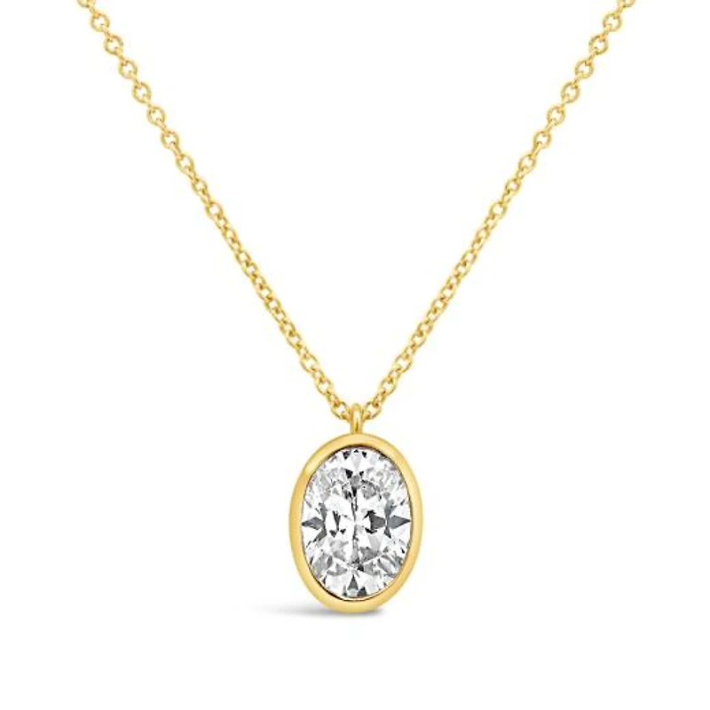 New Brilliance Lab Grown 1.00CT Oval Shaped Diamond Pendant in 10K Yellow Gold