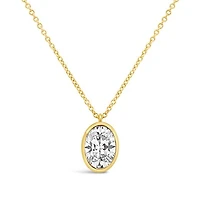 New Brilliance Lab Grown 1.00CT Oval Shaped Diamond Pendant in 10K Yellow Gold