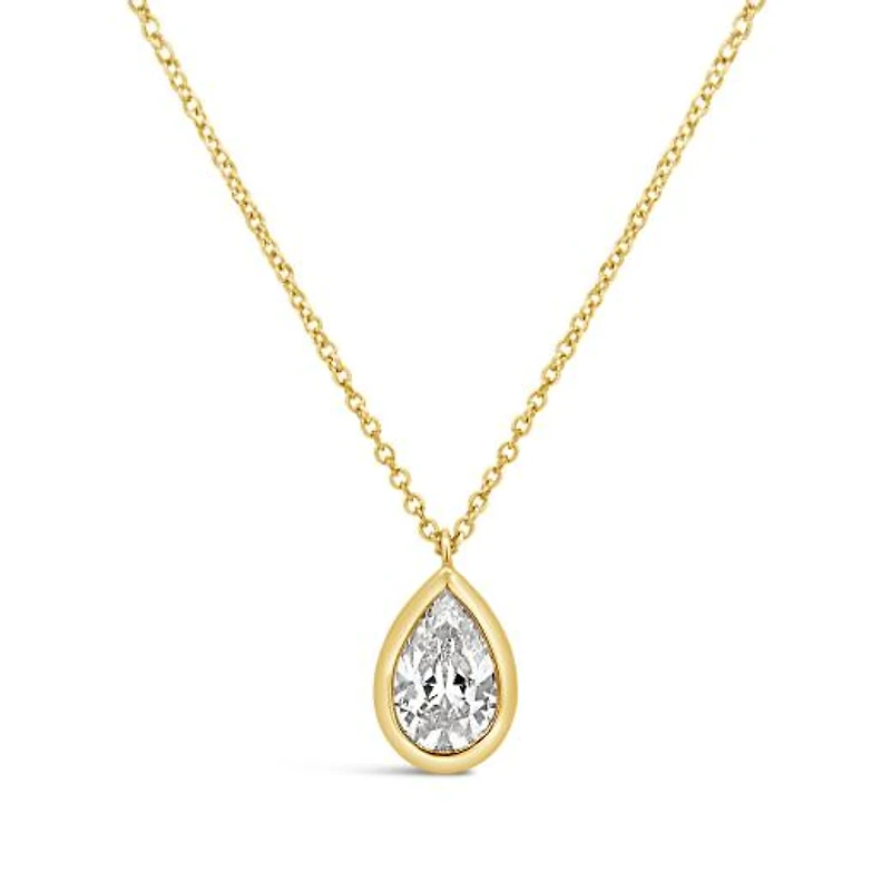 New Brilliance Lab Grown 1.00CT Pear Shaped Diamond Pendant in 10K Yellow Gold