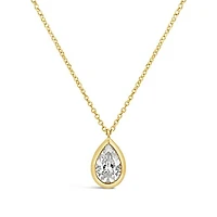 New Brilliance Lab Grown 1.00CT Pear Shaped Diamond Pendant in 10K Yellow Gold