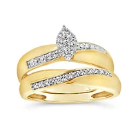 0.20CTW Diamond Marquise Shaped Bridal Set in 10K Yellow Gold