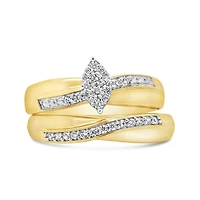 0.20CTW Diamond Marquise Shaped Bridal Set in 10K Yellow Gold