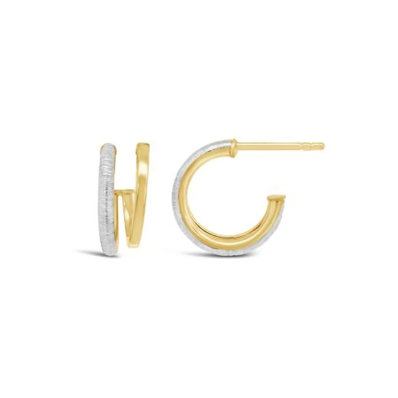 10K Two-Tone Gold Double Hoop Earrings