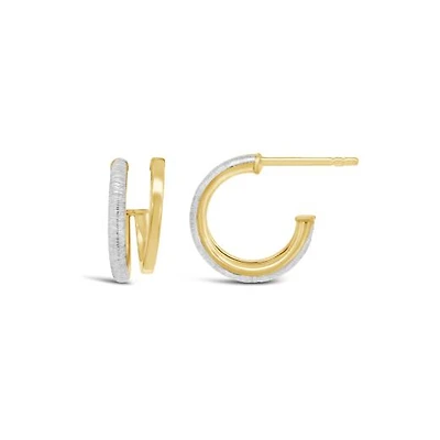 10K Two-Tone Gold Double Hoop Earrings
