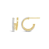 10K Two-Tone Gold Double Hoop Earrings