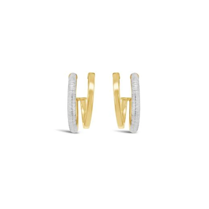 10K Two-Tone Gold Double Hoop Earrings