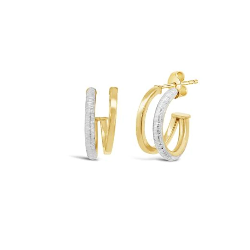 10K Two-Tone Gold Double Hoop Earrings