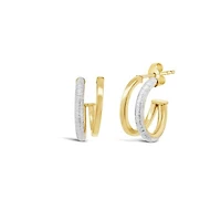 10K Two-Tone Gold Double Hoop Earrings