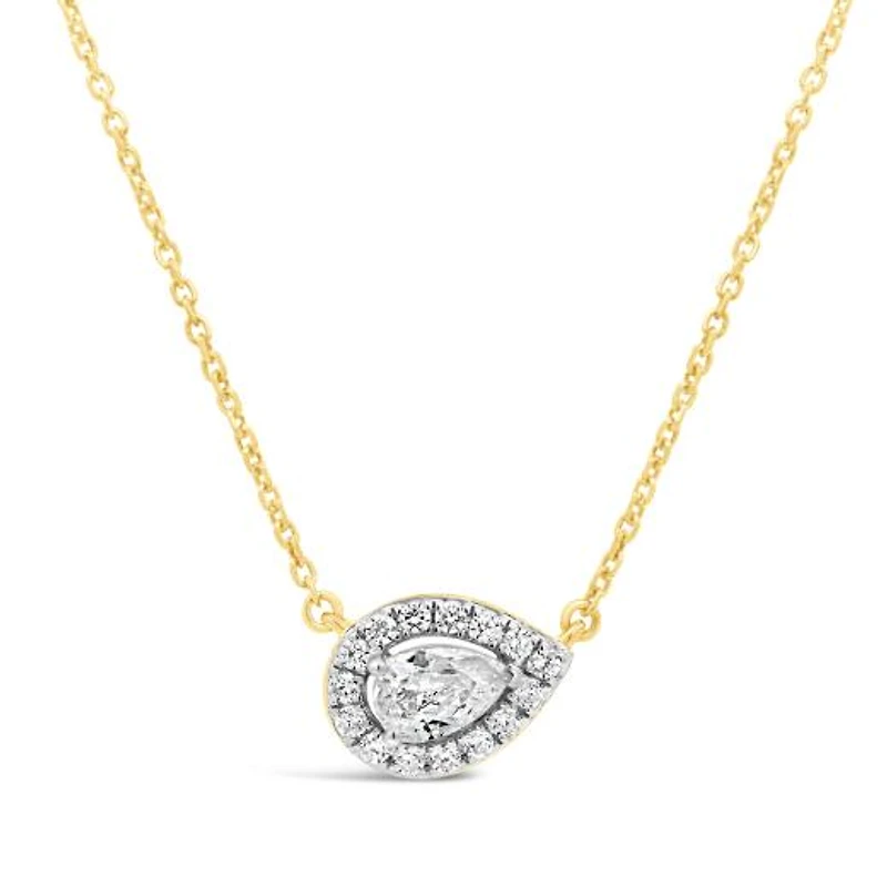 New Brilliance Lab Grown 0.45CTW Pear Diamond Necklace in 10K Yellow Gold