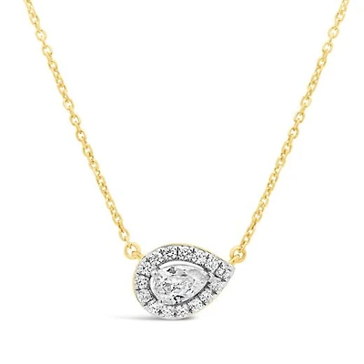New Brilliance Lab Grown 0.45CTW Pear Diamond Necklace in 10K Yellow Gold