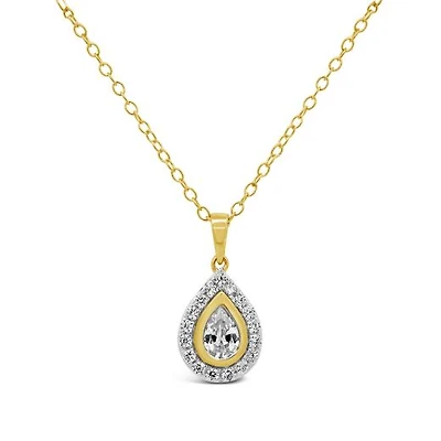 New Brilliance Lab Grown 0.45CTW Pear Shaped Diamond Pendant in 10K Yellow Gold