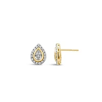 New Brilliance Lab Grown 0.70CTW Pear Diamond Stud Earrings in 10K Yellow Gold