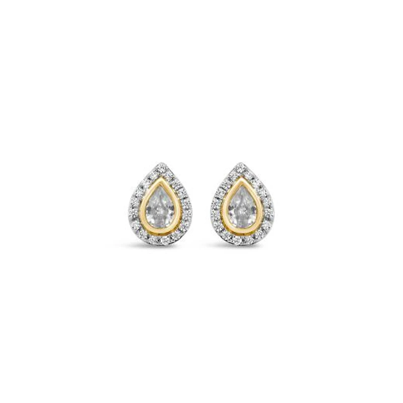 New Brilliance Lab Grown 0.70CTW Pear Diamond Stud Earrings in 10K Yellow Gold