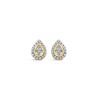 New Brilliance Lab Grown 0.70CTW Pear Diamond Stud Earrings in 10K Yellow Gold