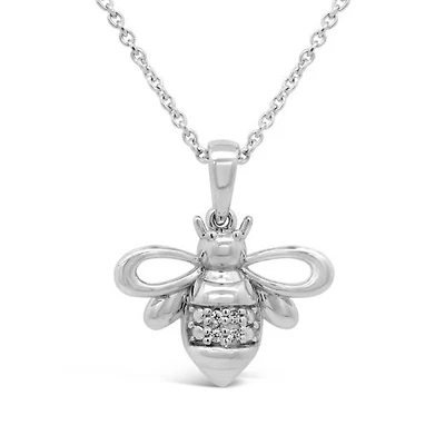 Diamond Addiction Bee Pendant in Sterling Silver
