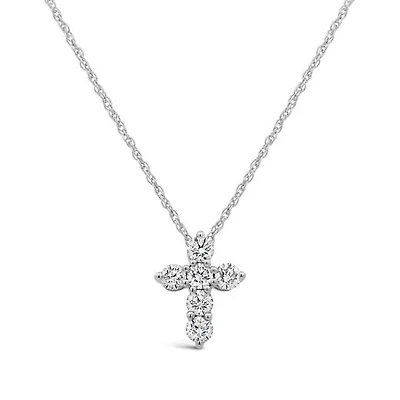New Brilliance Lab Grown 1.00CTW Diamond Cross Pendant in 10K White Gold