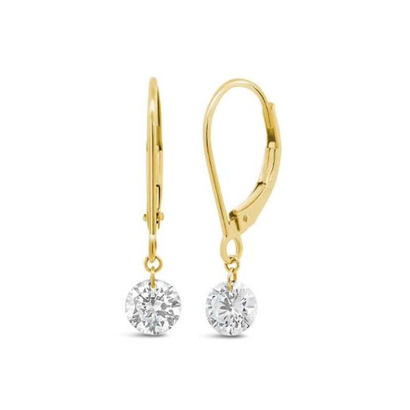 Pierced by Light Lab Grown 1.00CTW Diamond Dangle Earrings in 10K Yellow Gold