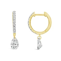 Pierced by Light Lab Grown 1.00CTW Diamond Hoop Earrings in 10K Yellow Gold