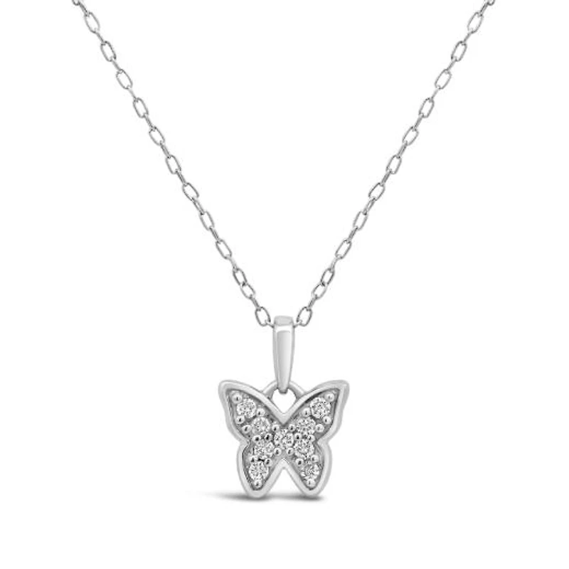 New Brilliance Lab Grown 0.10CTW Diamond Butterfly Pendant in Sterling Silver